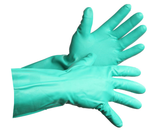 ANSELL 18" HEAVY DUTY GREEN FLOCK UNLINED NITRILE GLOVE - LARGE, (12pairs/pkg) - S4170
